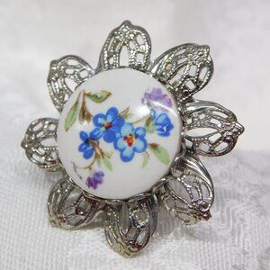 Floral Button Brooch